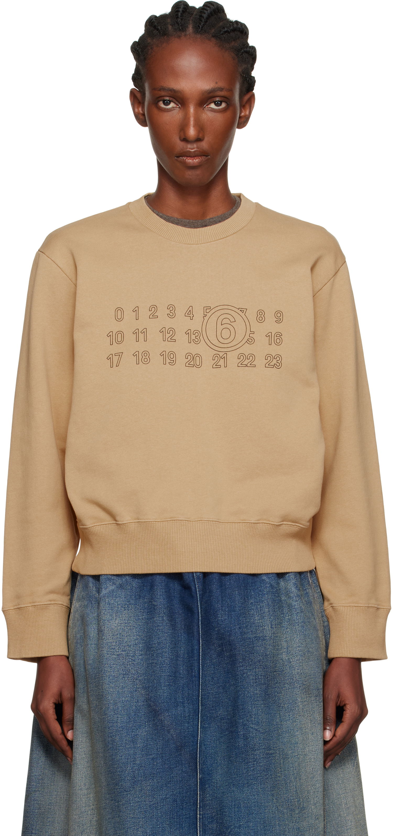 Суитчър Maison Margiela MM6 Maison Margiela Printed-Logo Sweatshirt Бежово | S52GU0248 M25025, 0