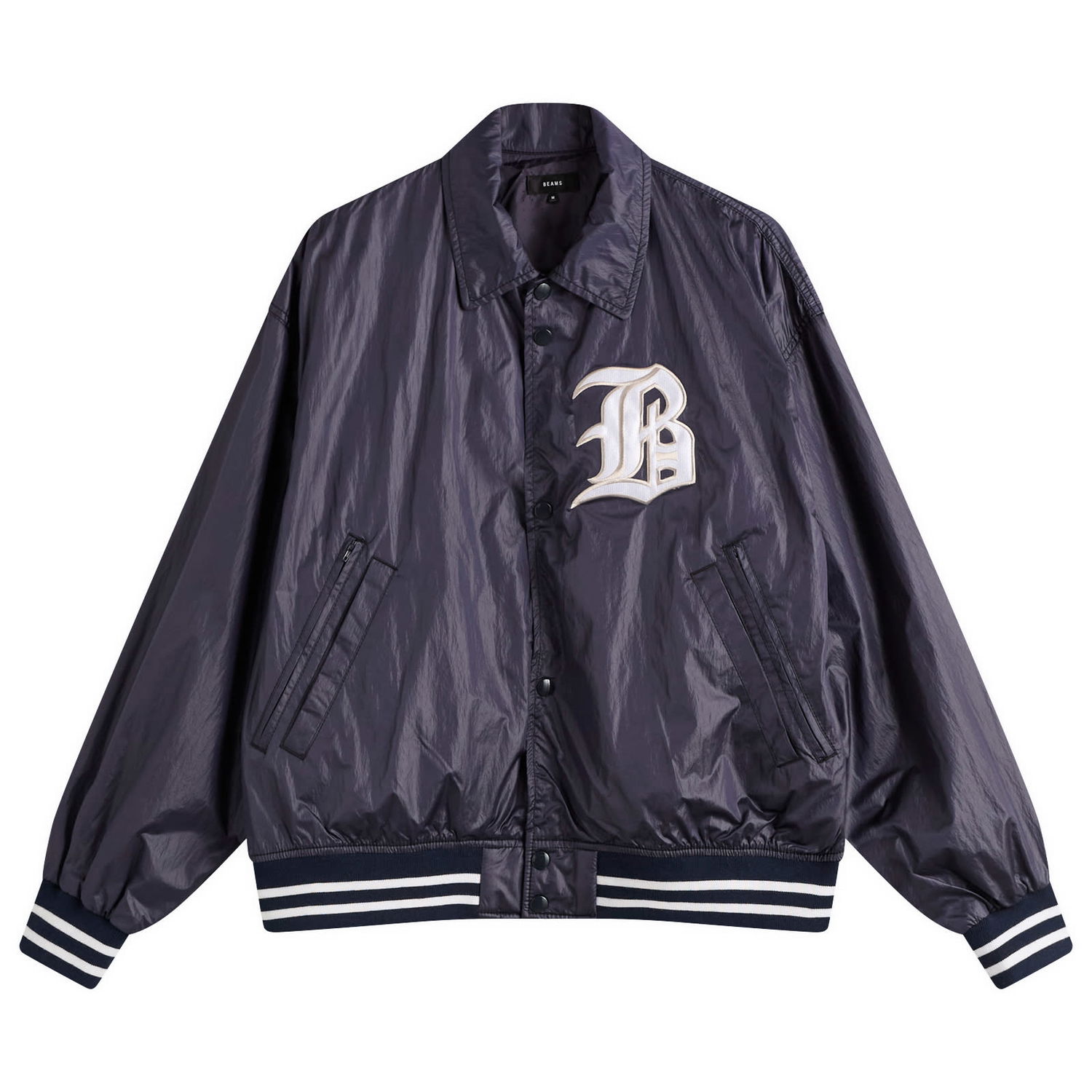 Яке бомбър BEAMS BEAMS Satin Varsity Jacket Тъмно синьо | 1118-3294-139-79, 1