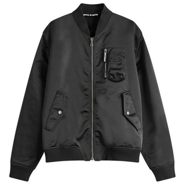 Black Bomber Jacket With Logo Patch