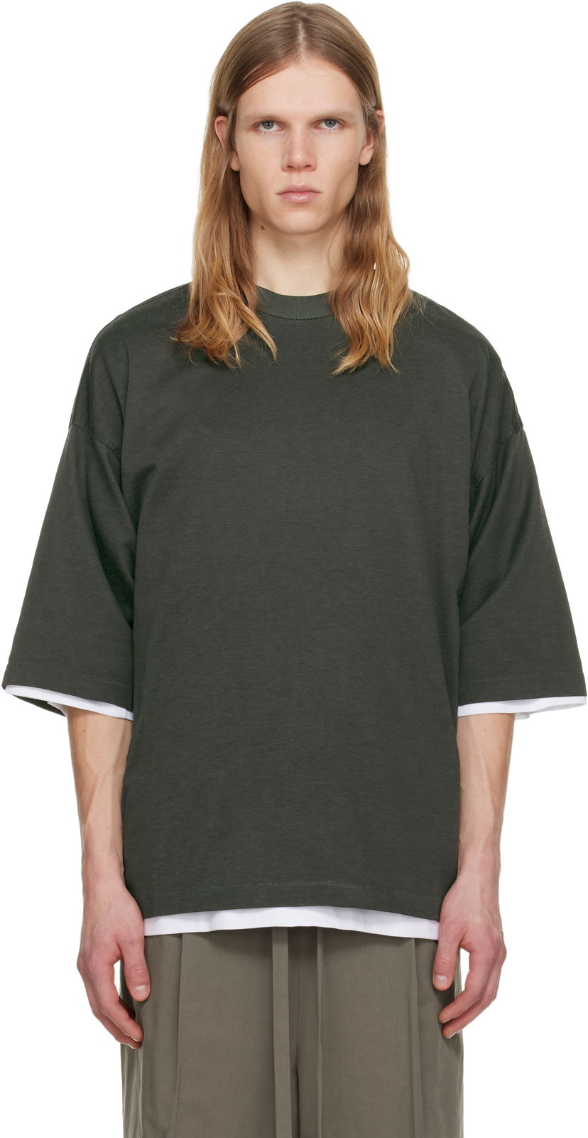 Тениска Fear of God Relaxed Short Sleeve Layered T-shirt Зелено | FG25FW10-103CRY-019