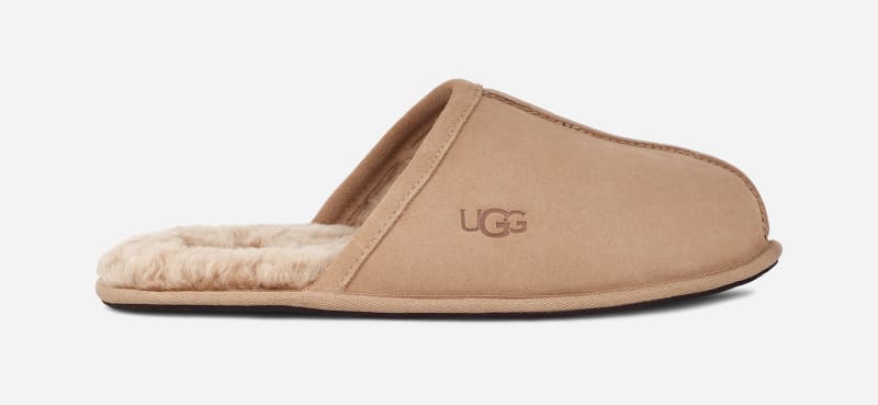Кецове и обувки UGG ® Scuff Slipper for Men in Tan, Size 7, Leather Бежово | 1101111-SAN, 0