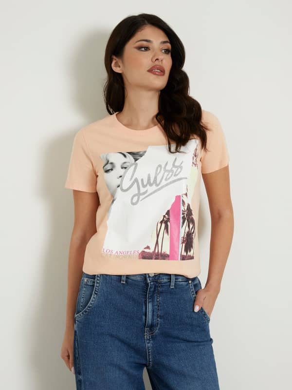 Тениска GUESS Front Print Бяло | W4GI17I3Z14, 0