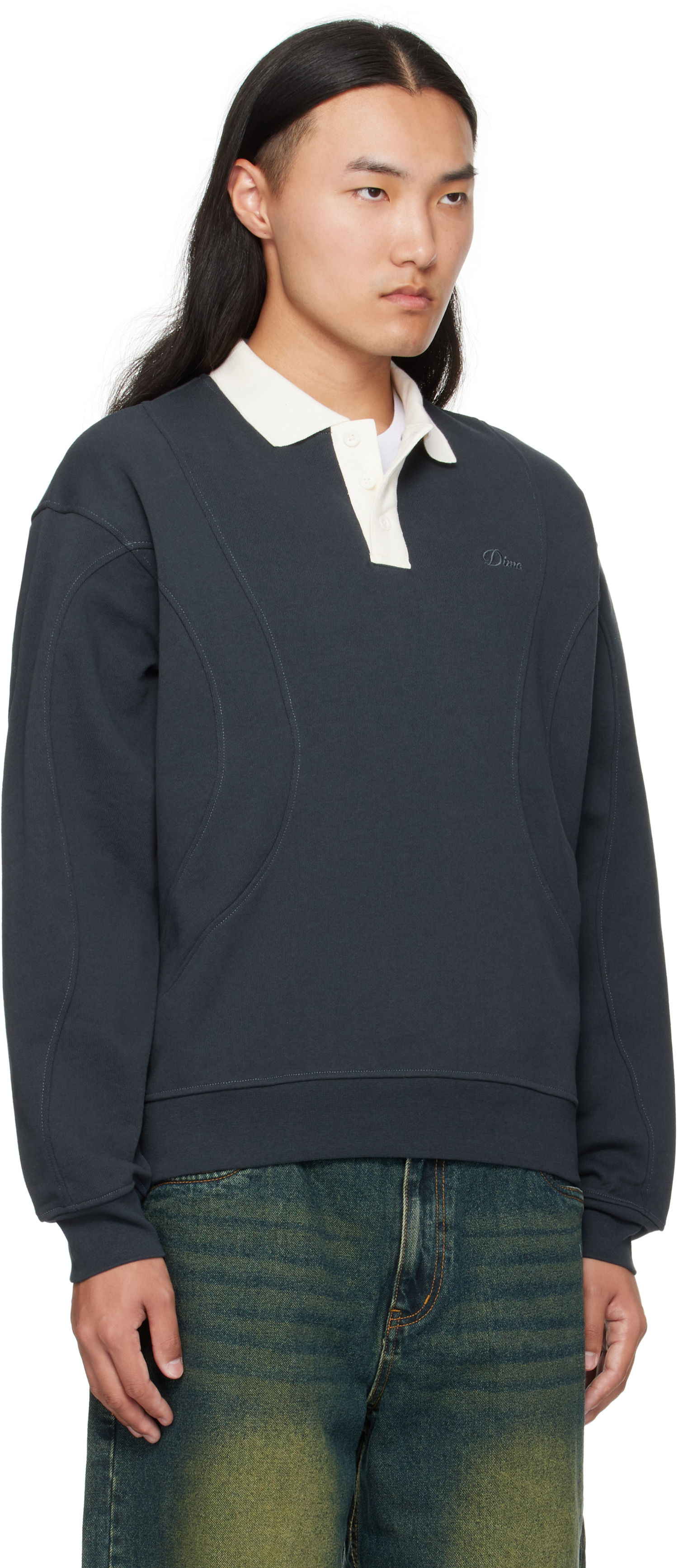 Поло тениска Dime Dime French Terry Rugby Polo Черно | DIMEFA255NVY, 1