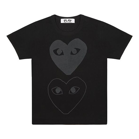 Тениска Comme des Garçons Double Hearts Graphic T-Shirt Черно | AZ-T193-051-1