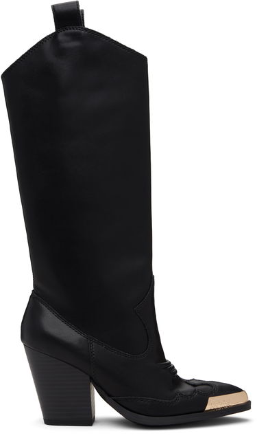 Кецове и обувки Versace Versace Jeans Couture Logo Plaque Tall Boots Черно | E79VA3S12_EZPB68, 0