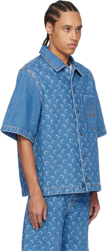 Риза Marine Serre Marine Serre Moon Laser Workwear Denim Shirt Синьо | MSI017A CDEN0002, 1