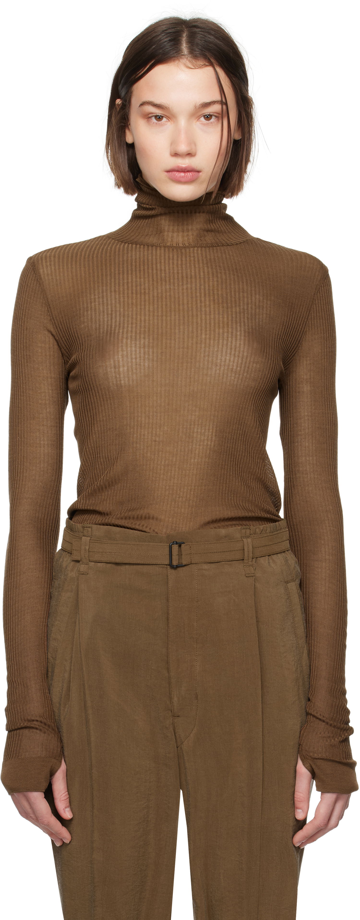 Тениска LEMAIRE Seamless Turtleneck Top Кафяво | TO1279 LK1017, 0