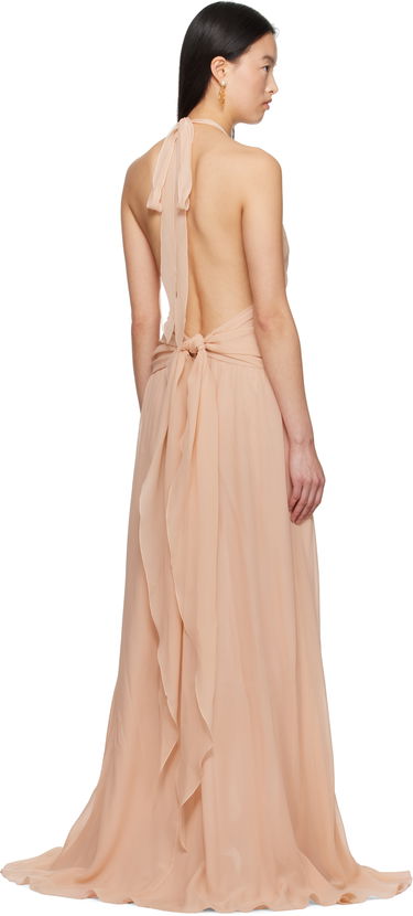 Pокля Blumarine Blumarine Georgette Maxi Dress with Ruffle Detail Бежово | P522A568A, 2