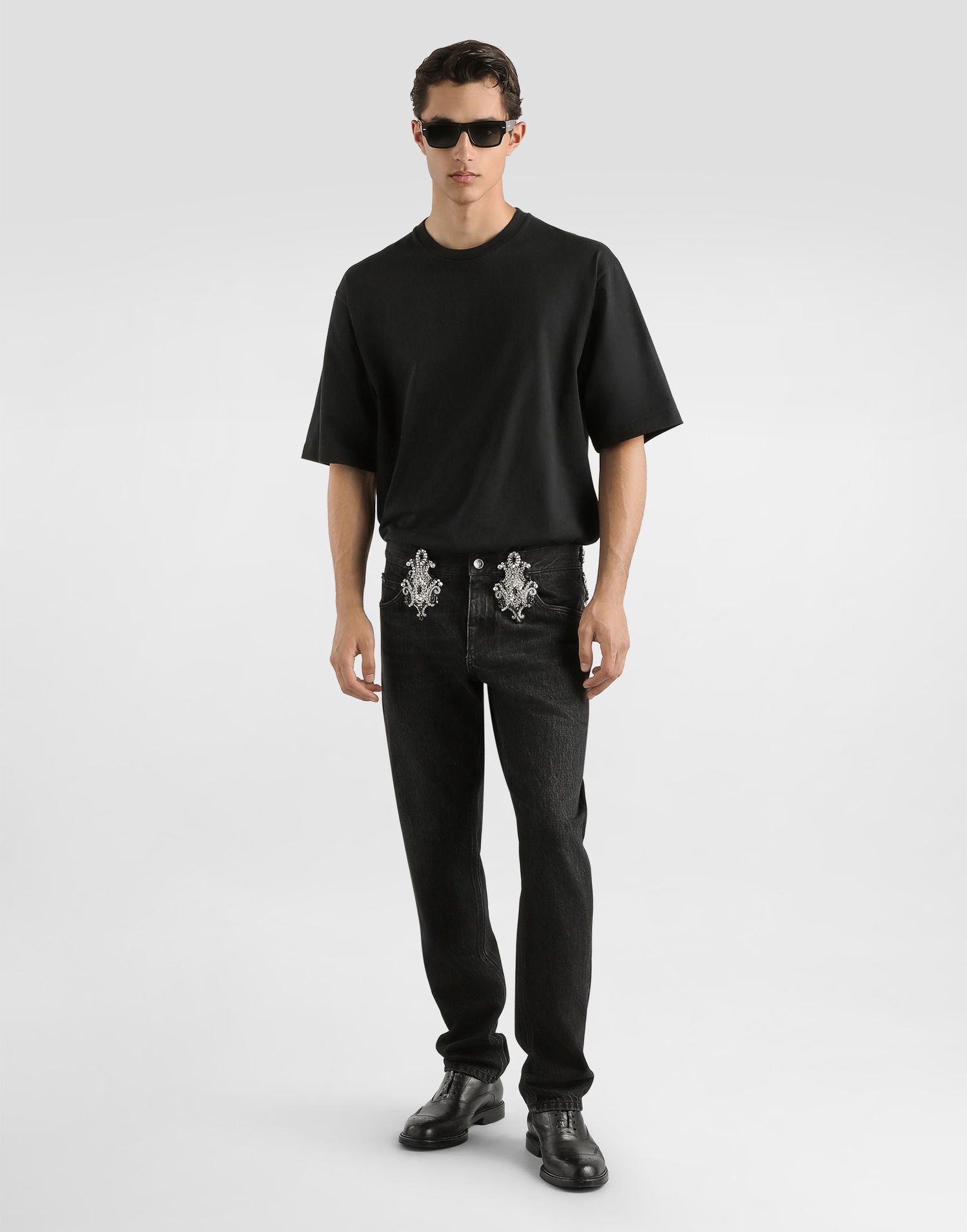 Дънки Dolce & Gabbana Dolce & Gabbana Crystal-Embellished Denim Trousers Черно | GYJCCZG8OM7S9001, 1