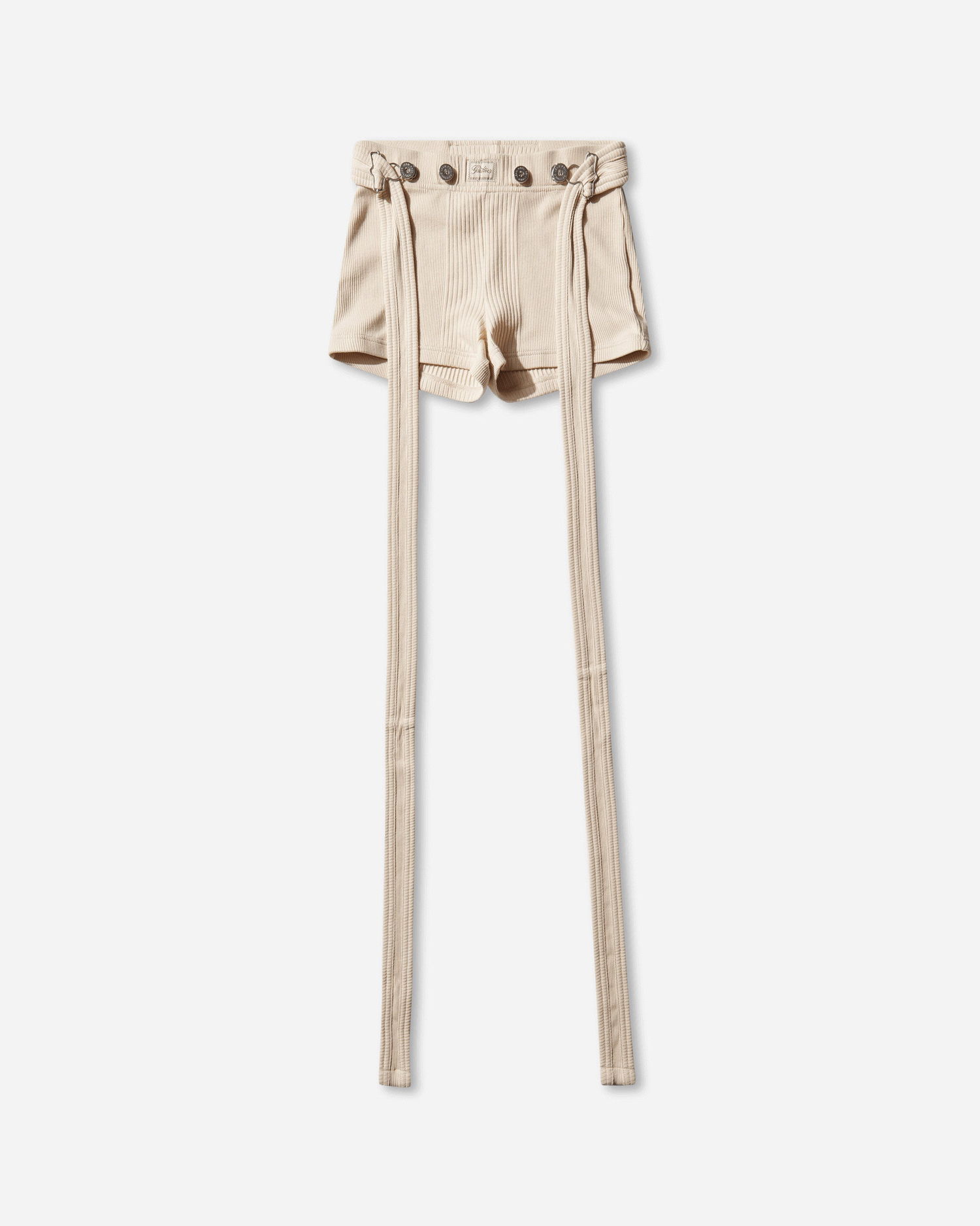 Къси панталони Jean Paul Gaultier Ribbed Logo Patch Long Strap Shorts Бежово | 26-01-W-TR059-J014 63, 1