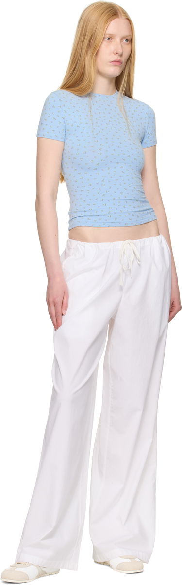 Тениска SKIMS SKIMS Cotton Jersey T-Shirt with Floral Print Синьо | SS-STT-9004W, 3