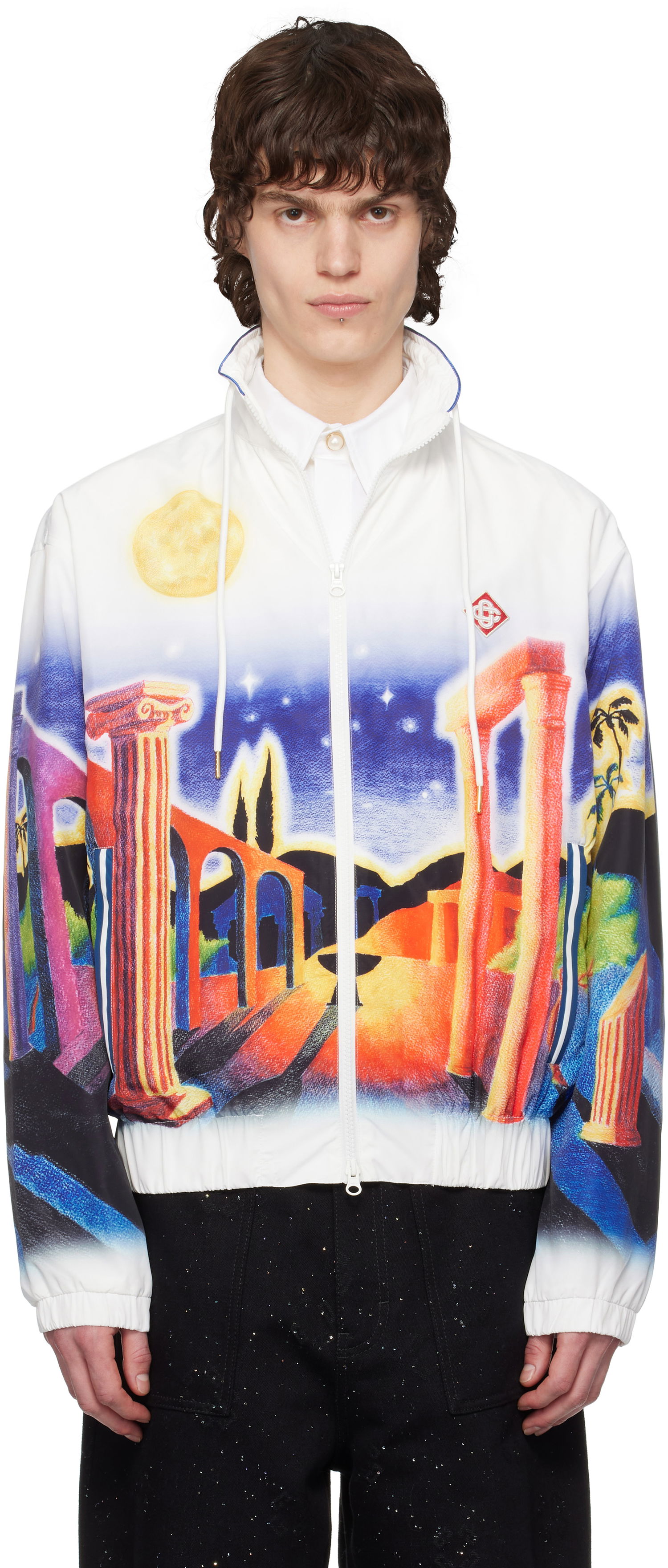 Ветровка Casablanca Casablanca Midnight Acropolis Windbreaker Jacket Бяло | MPS25-JK-033-01, 0
