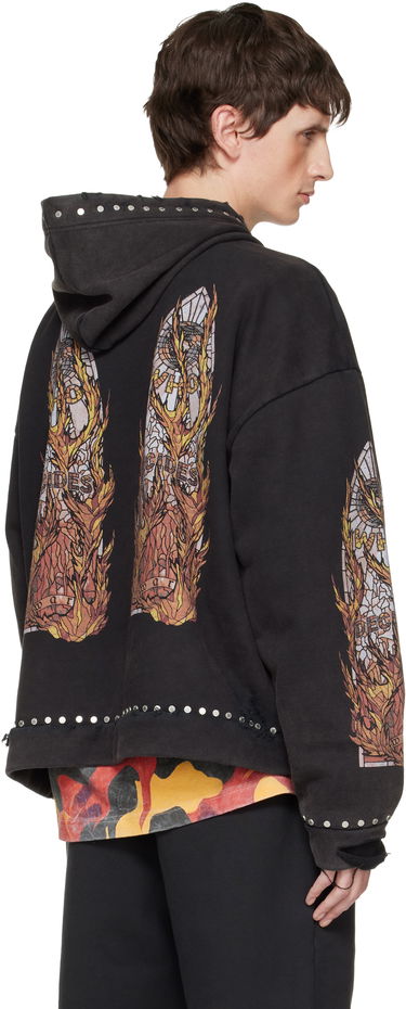 Суитчър Who Decides War Studded Stained Glass Flame Graphic Hoodie Черно | 1110420002FW25, 2