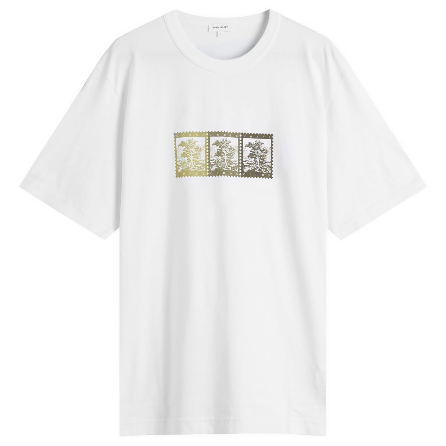 Тениска NORSE PROJECTS Norse Projects Holger Post Stamp Print T-Shirt, Size Large Бяло | N01-0686-0001, 0