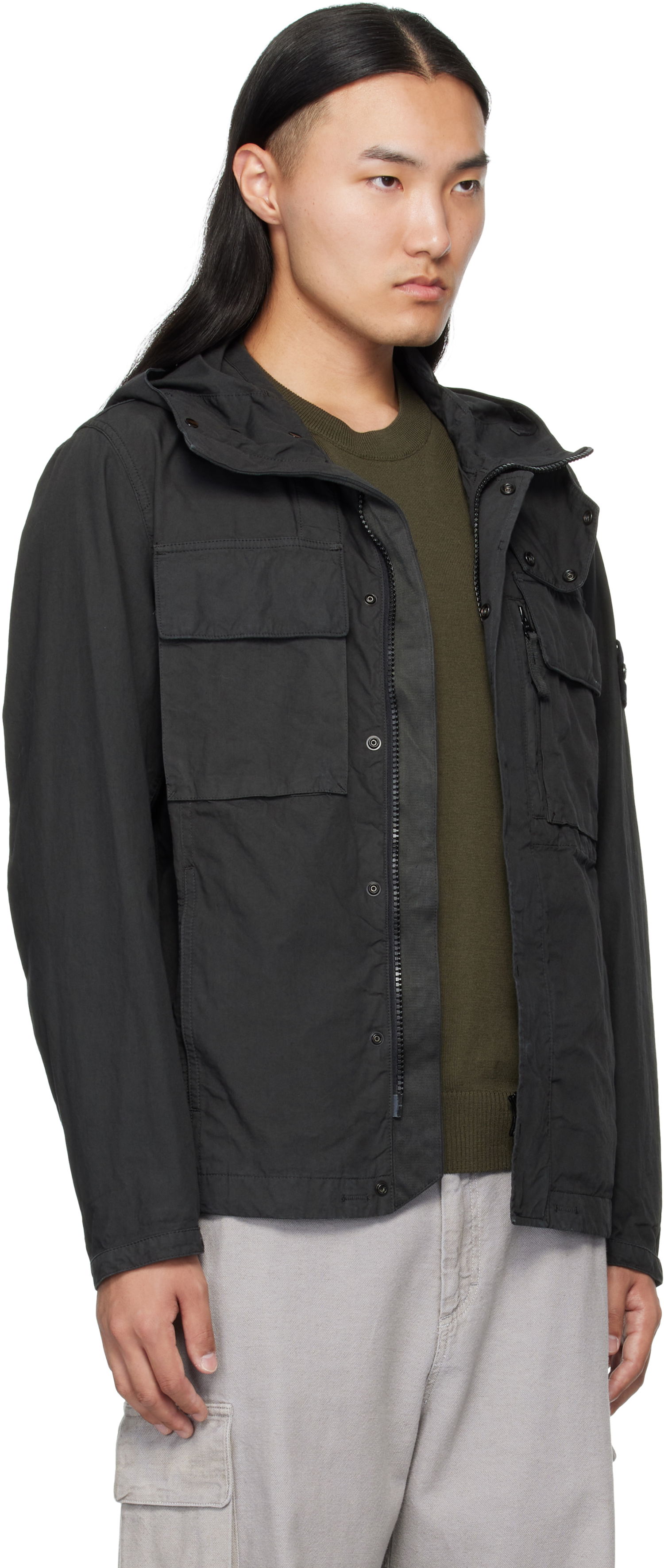 Яке Stone Island Canvas Weave Cotton Jacket Черно | K2S15 Q100012 S0240, 1