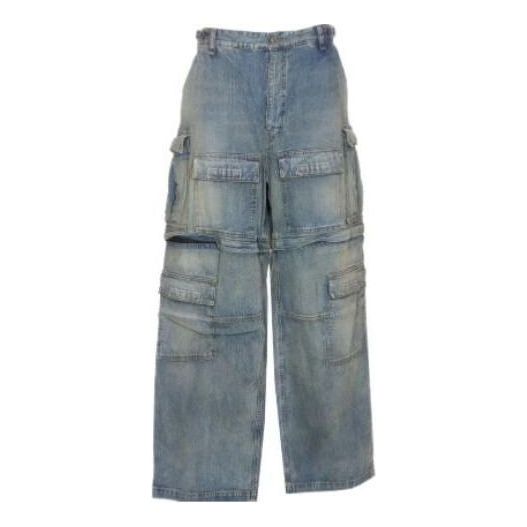 Карго панталони Balenciaga Zipper Type 2-Way Cargo Denim Pants Синьо | 773759TPW534868, 0