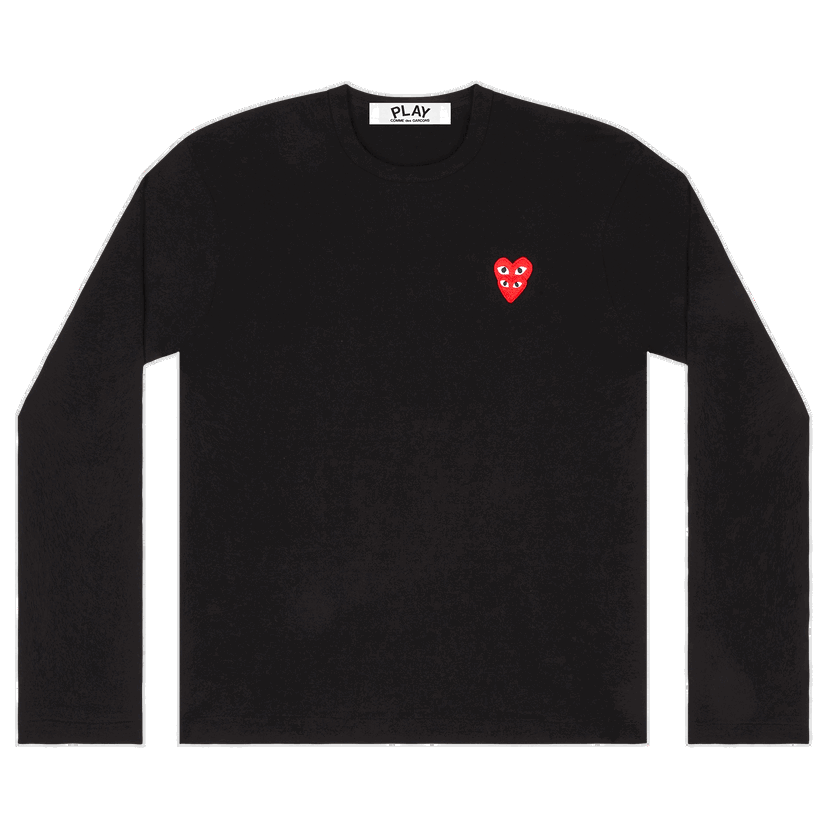 Тениска Comme des Garçons PLAY Double Heart Long-Sleeve Tee Черно | AZ T292 051 1