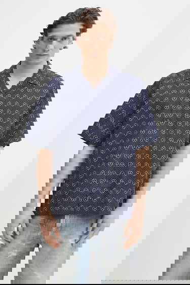 Риза Carhartt WIP Short-Sleeve Furoshiki Shirt, relaxed, classic collar Тъмно синьо | I034549.2UIXX, 0