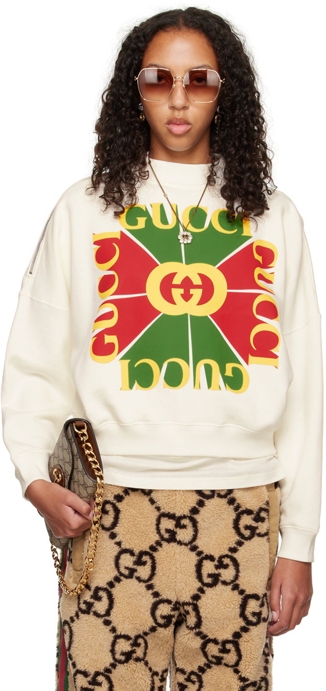 Пуловер Gucci Interlocking G Бяло | 717406 XJE5N, 0