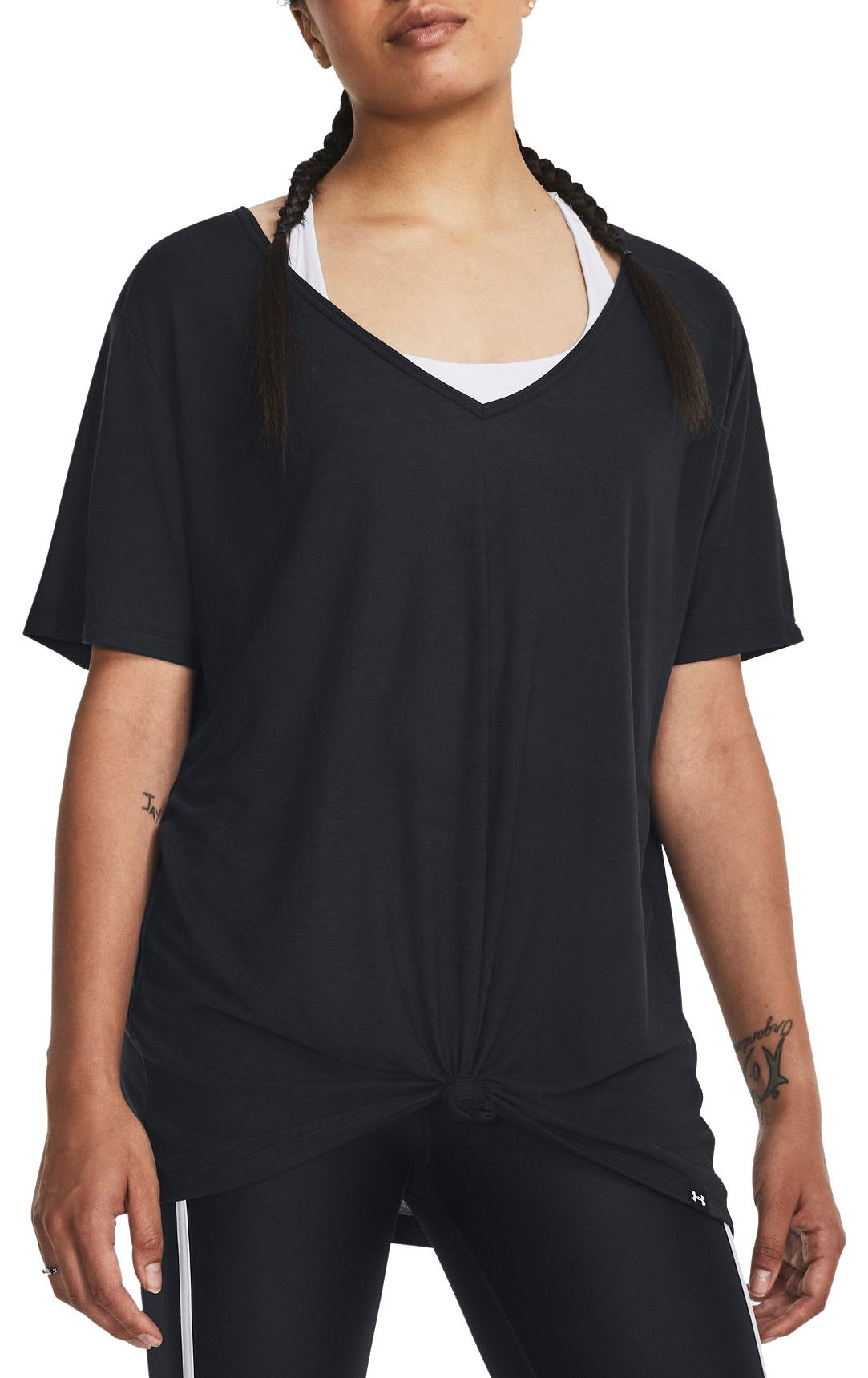 Тениска Under Armour Project Rock Completer Deep V Knotted T-Shirt Черно | 1380234-001, 0