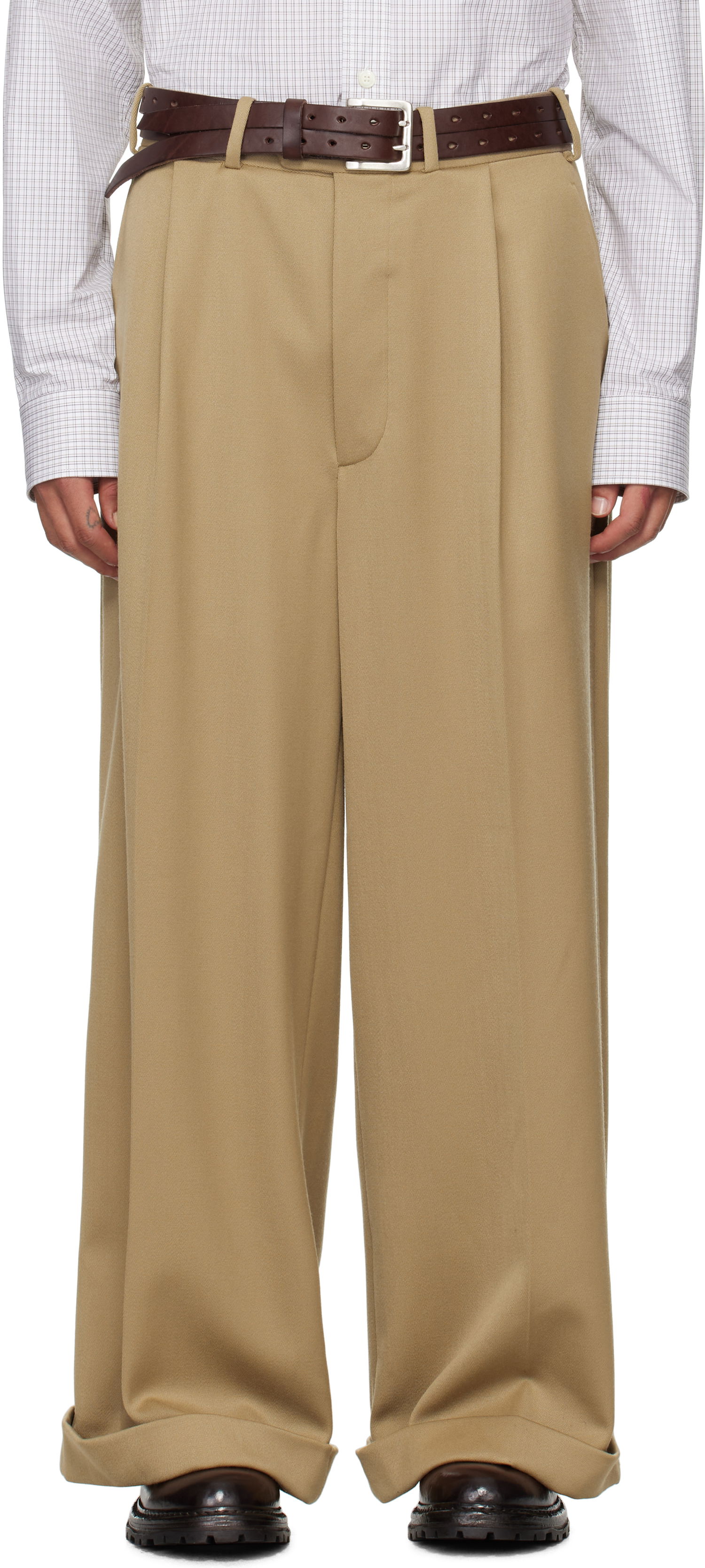 Панталони HED MAYNER Virgin Wool Trousers Бежово | HMMZ30015A-HZ101, 0