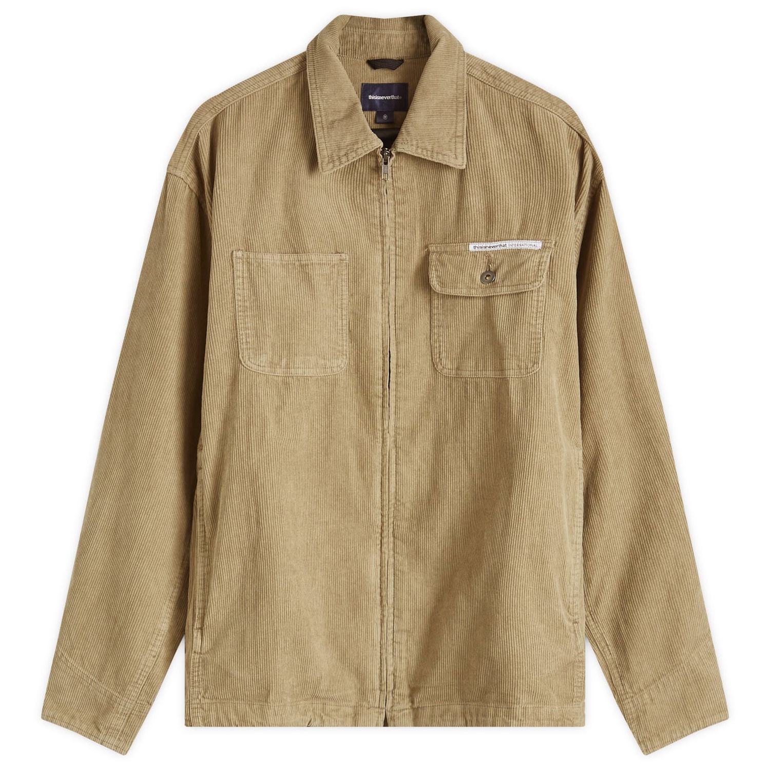 Риза thisisneverthat Washed Corduroy Zip Jacket Бежово | TN243WOWLS11-KHK, 0