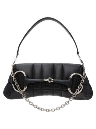 Black Medium Horsebit Chain Bag