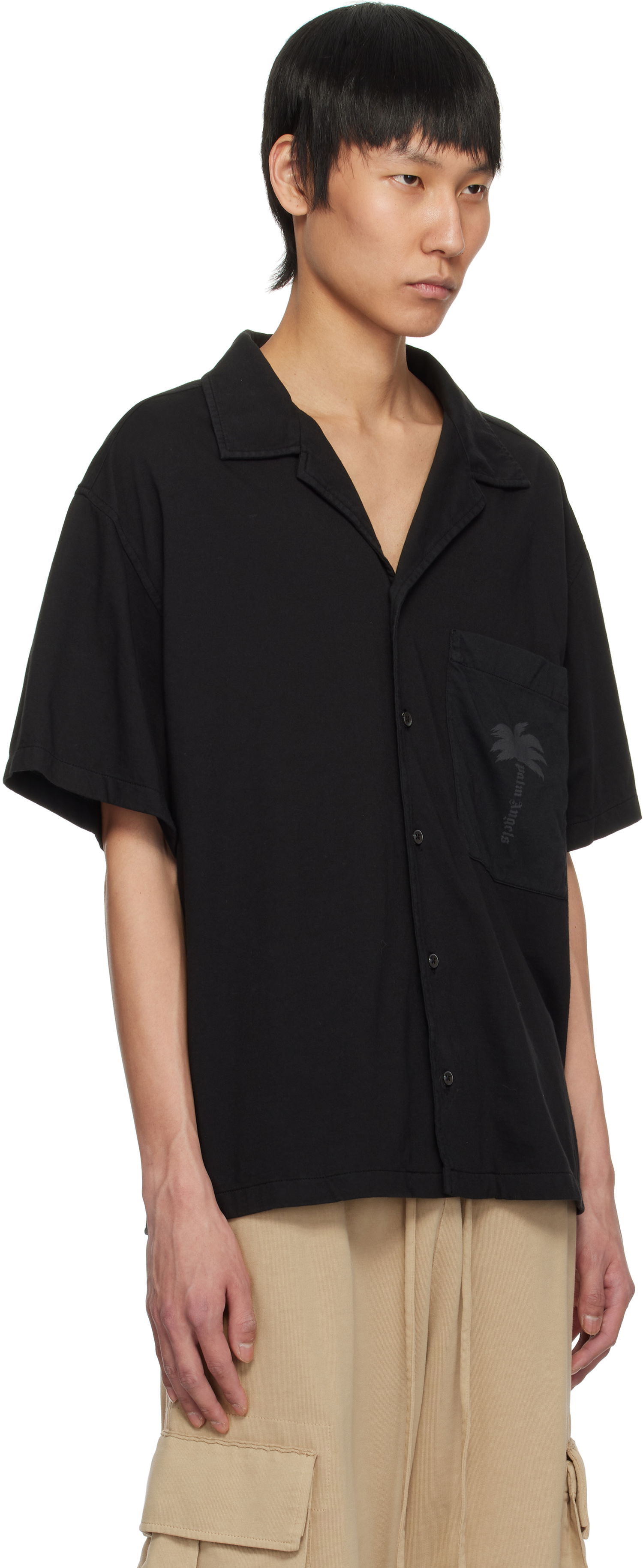 Риза Palm Angels Palm Angels Palm Dyed Bowling Shirt Черно | PMGG009S25FAB0011010, 1