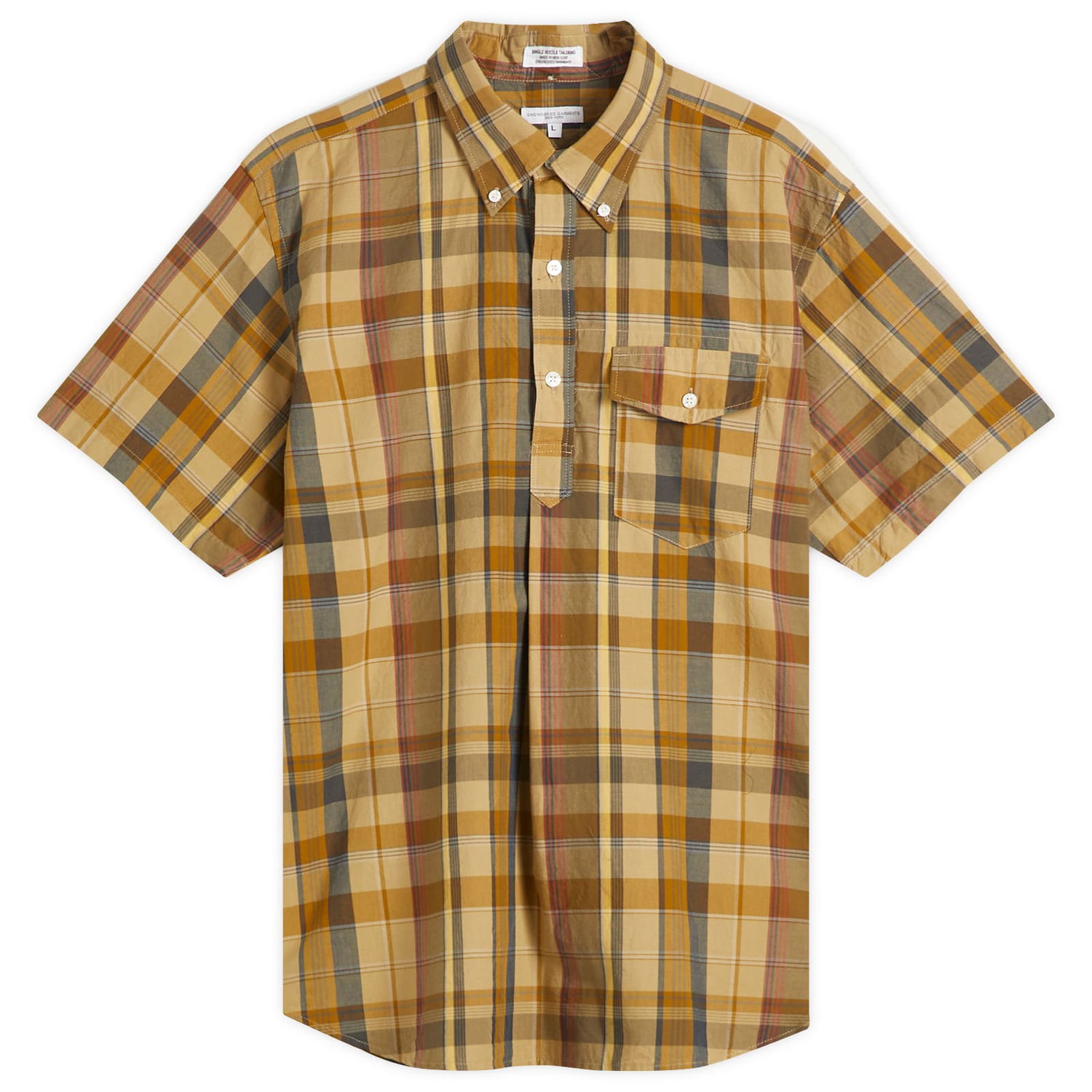 Риза Engineered Garments Engineered Garments Popover BD Shirt Madras Plaid, Large Жълто | QT014-ES066, 0