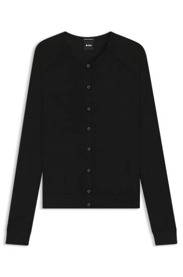 Пуловер BOSS Virgin-Wool Cardigan with Moisture Management Черно | 50545031, 0