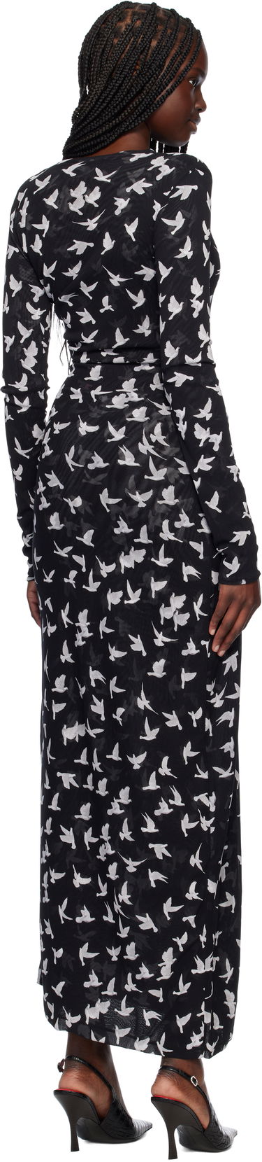 Pокля Stella McCartney Stella McCartney Dove Print Mesh Maxi Dress Черно | 6J03353SPZ89, 2