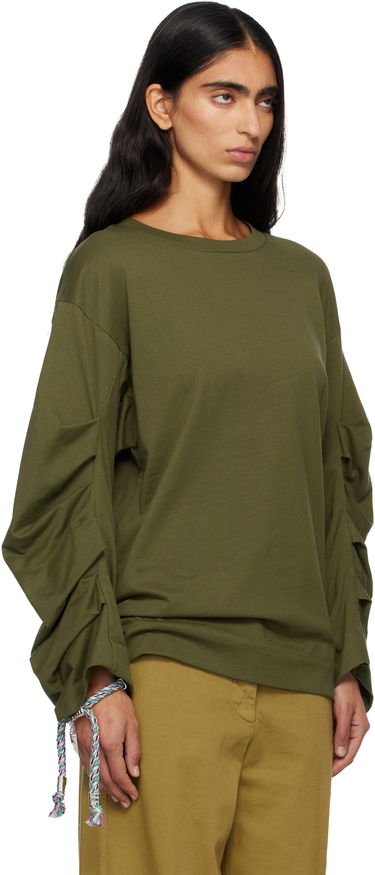 Суитчър Dries Van Noten Dries Van Noten Pleated Sleeves Sweatshirt Зелено | 252-011110-2603, 1