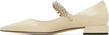 Кецове и обувки Jimmy Choo Bing Patent Leather Crystal-Embellished Ballerina Flats Бежово | BING PUMP FLAT, 2