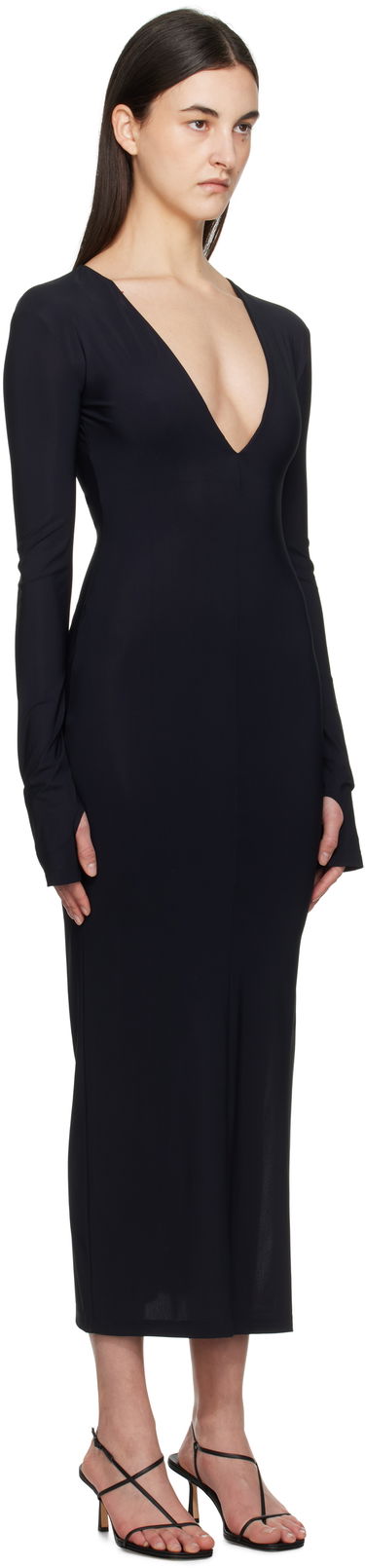 Pокля Maison Margiela MM6 Maison Margiela Jersey Plunge Maxi Dress Тъмно синьо | S52DG0026 S20518, 1