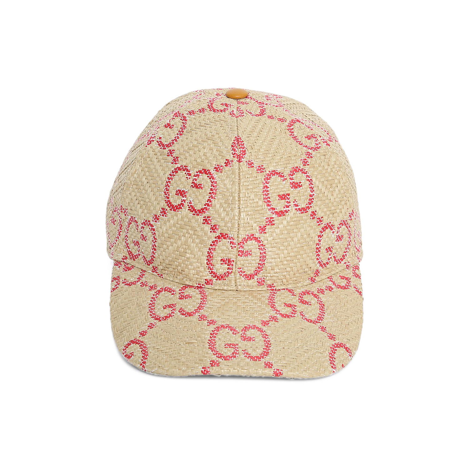 Шапка с козирка Gucci GG Raffia Effect Baseball Cap Розово | 701713 3HAJF 9576, 1