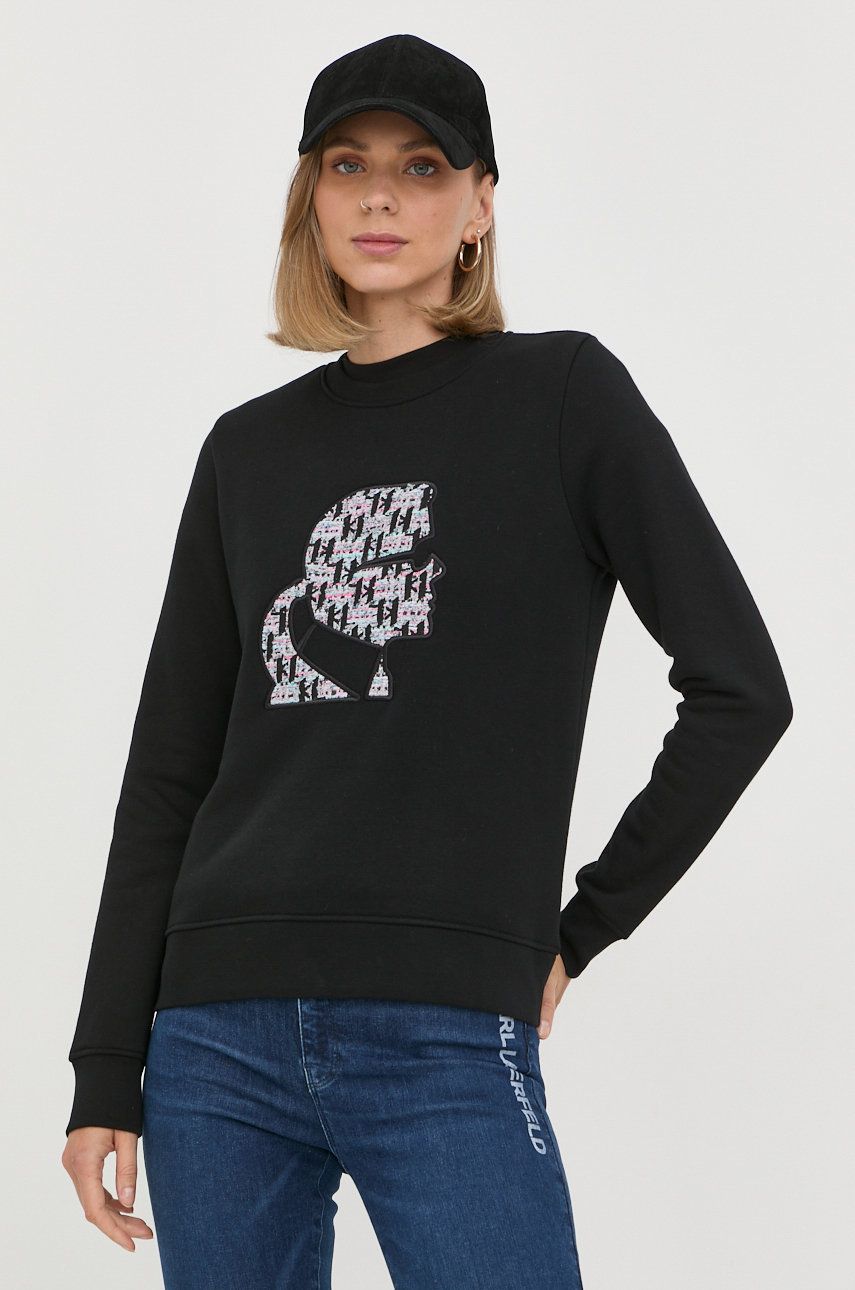 Суитчър KARL LAGERFELD Boucle Karl Profile Sweatshirt Черно | 225W1811, 0
