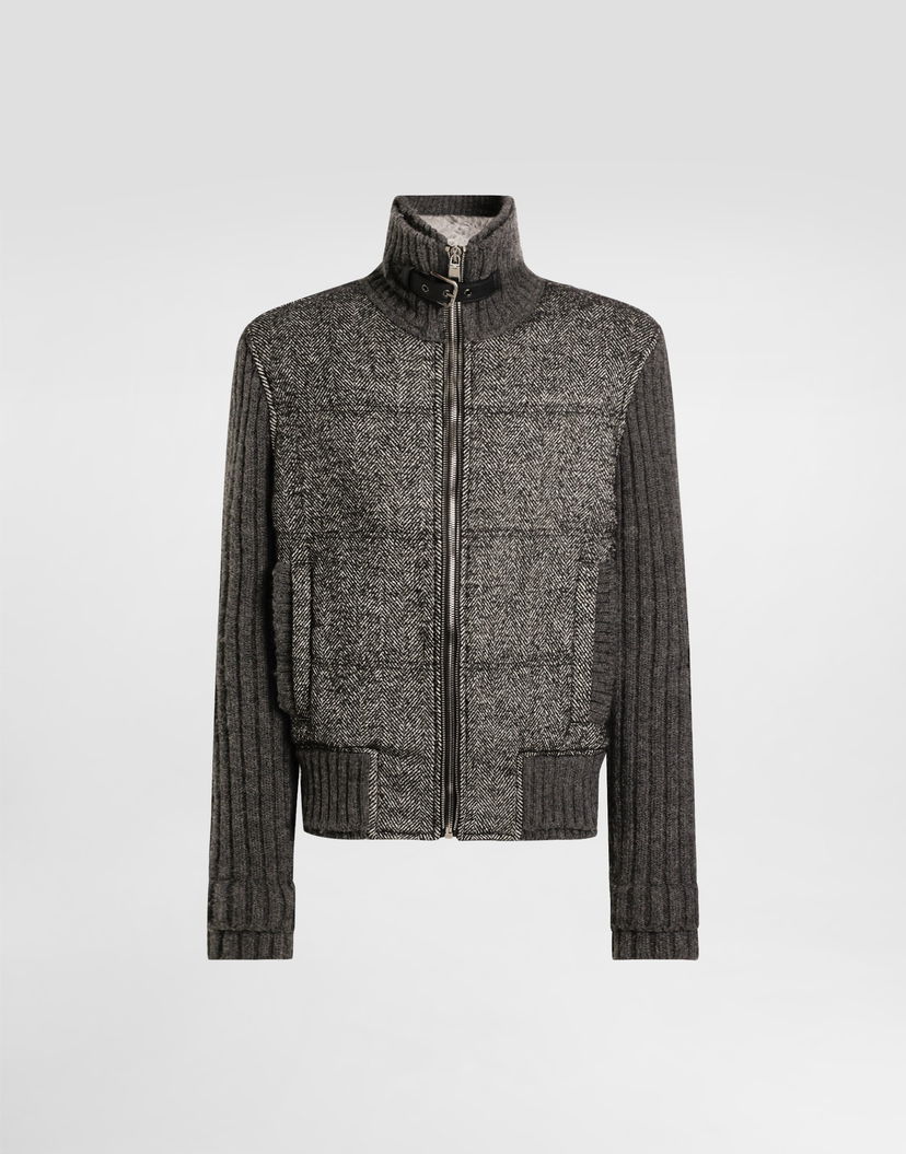 Яке Dolce & Gabbana Dolce & Gabbana Houndstooth Knit Jacket Сиво | G9BVSTGJ846N0352
