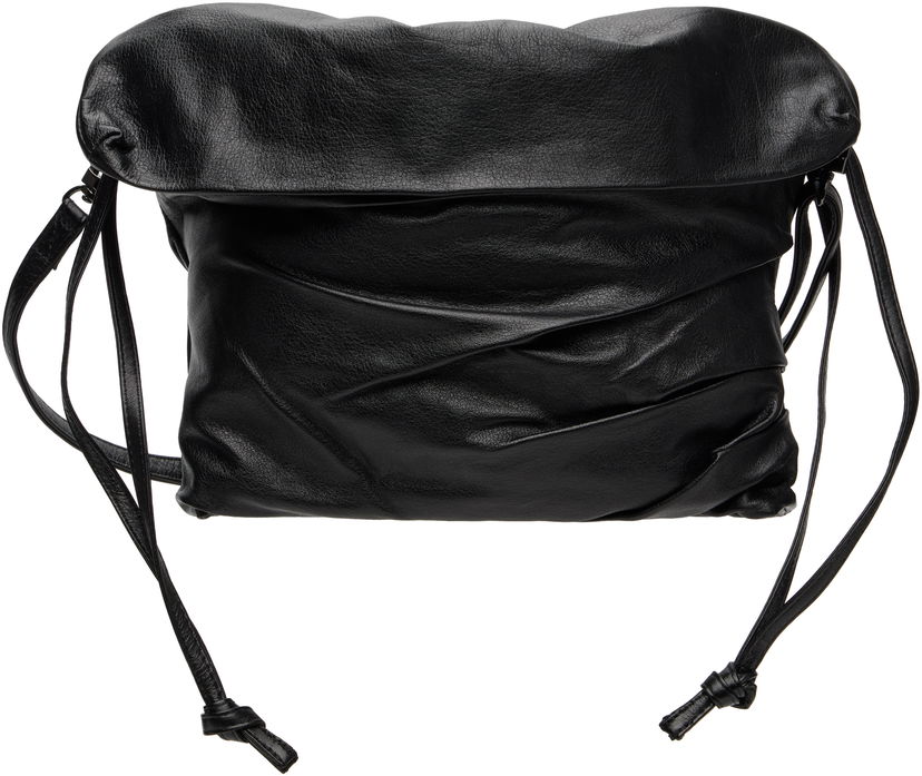 Чанта през рамо Yohji Yamamoto YOHJI YAMAMOTO Drape Leather Shoulder Bag Черно | DP-I33-791