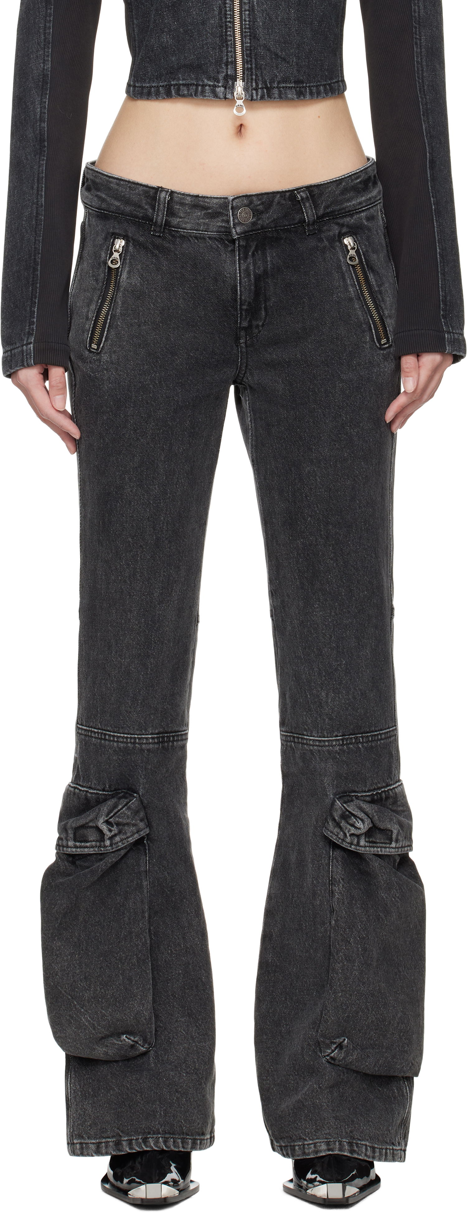 Карго панталони Diesel Black D-Poky-S Low Rise Cargo Jeans Черно | A14739 0CBDH D-POKY-S PANTALON, 0