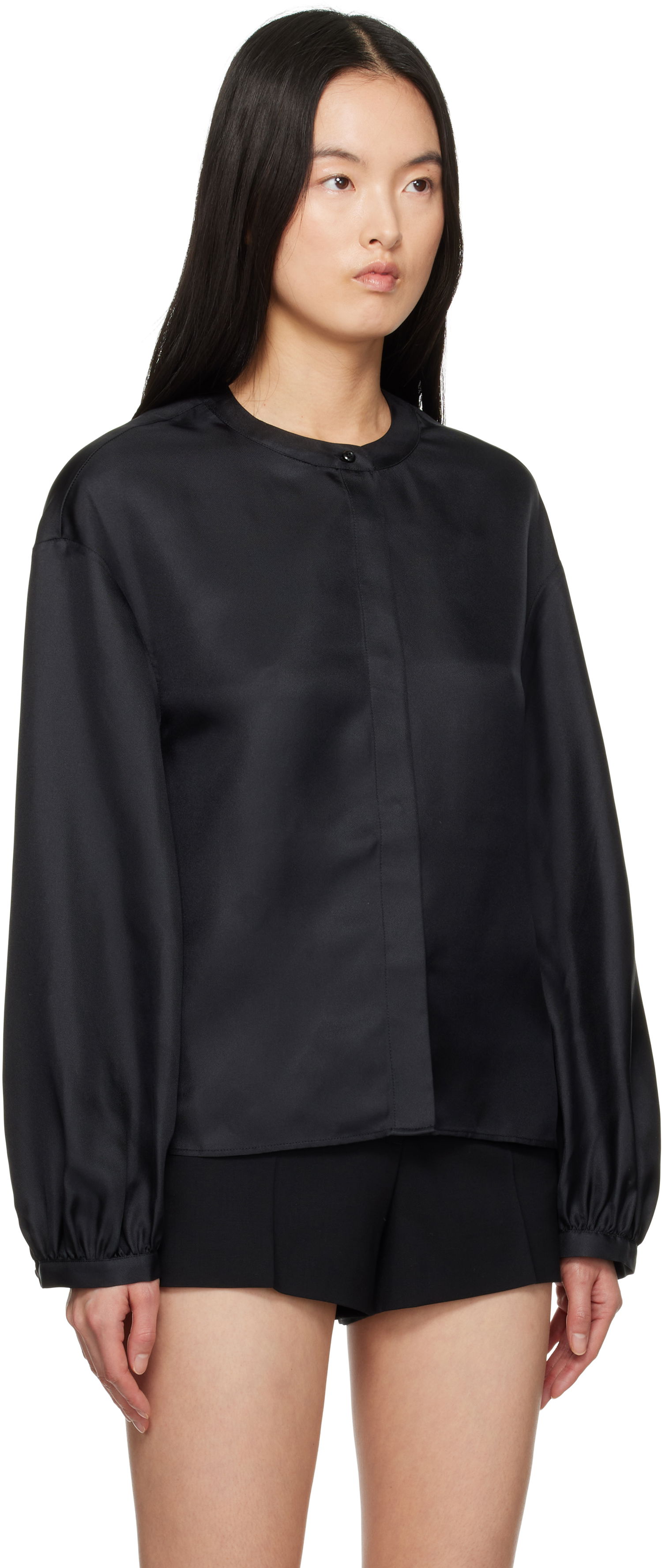 Риза Loulou de Saison Loulou de Saison Lea Satin Blouse Черно | LEA, 1