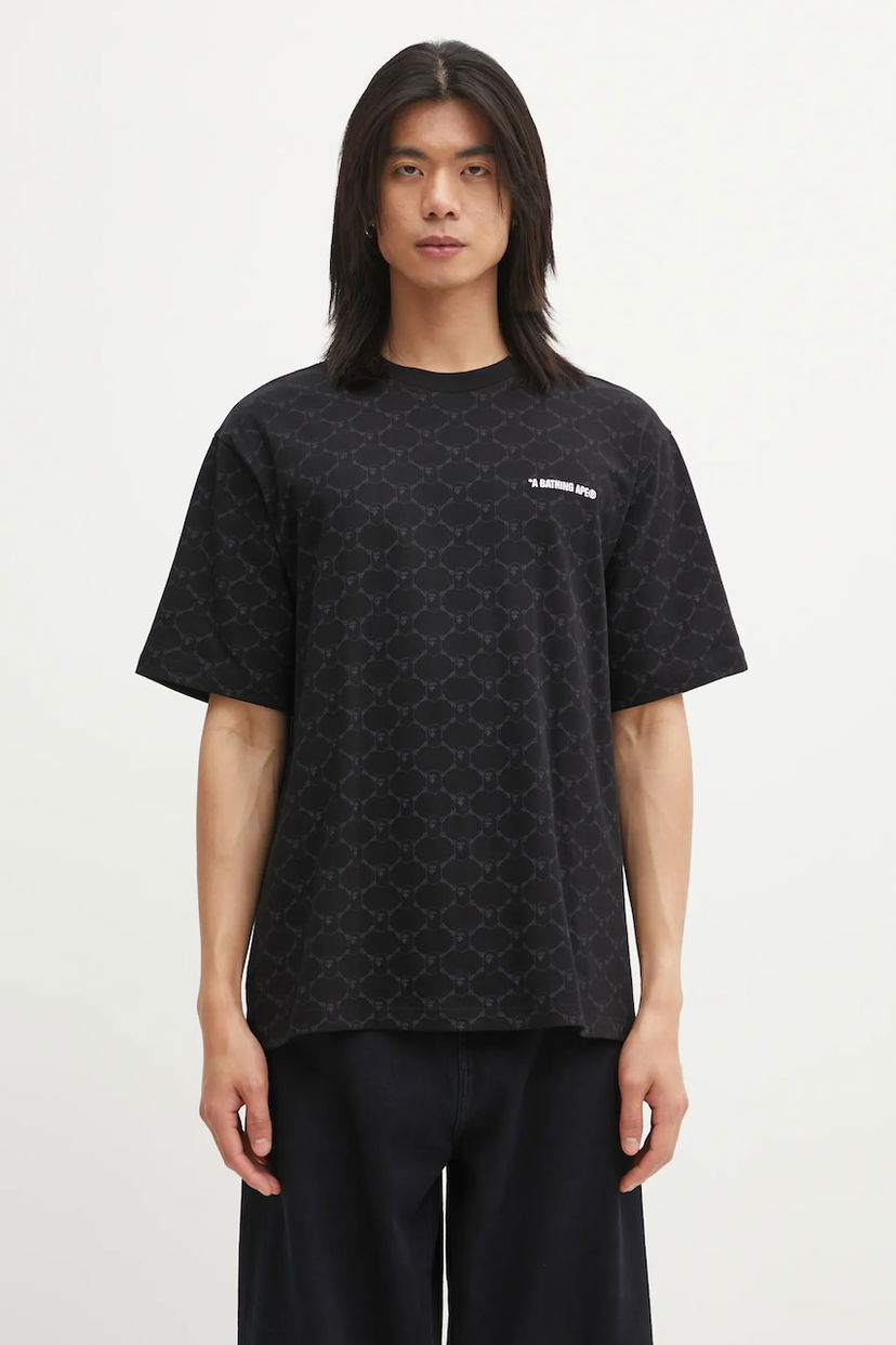 Тениска BAPE College Monogram Logo All-Over Print T-Shirt Черно | 001CSL301316M