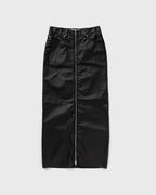 Faux Leather Midi Skirt With Front Zip