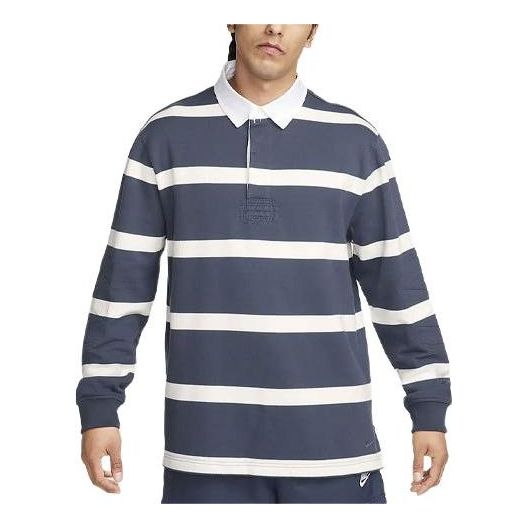 Поло тениска Nike Striped Heavyweight Rugby Shirt Синьо | FN3123-437, 0