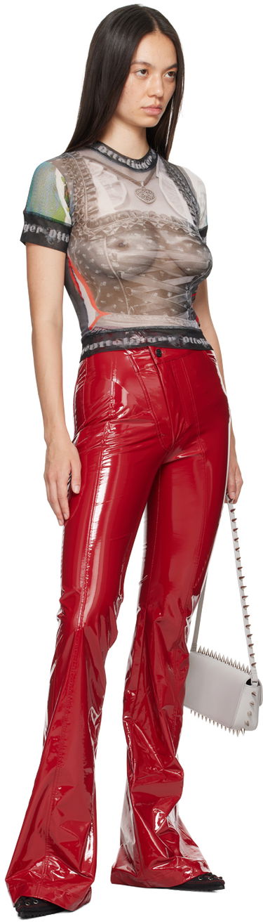 Панталони Ottolinger Ottolinger Simple Line Faux-Leather Flare Pants Червено | 1110107221, 3