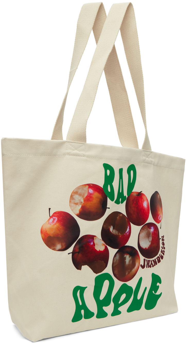 Голяма пазарска чанта JW Anderson JW Anderson Bad Apple Graphic Canvas Tote Bag Бежово | HB0498-FA0238, 1