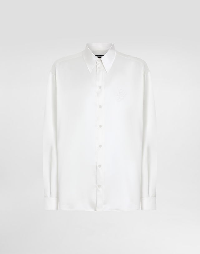 Dolce & Gabbana Silk Shirt With Logo Embroidery