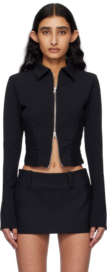 Яке GUIZIO Guizio Apolline Smocked Cropped Jacket Черно | S25707W015, 0