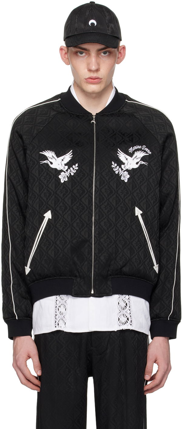 Яке бомбър Marine Serre Jacquard Viscose Bomber Jacket Черно | MJA057 CWOV0023, 0