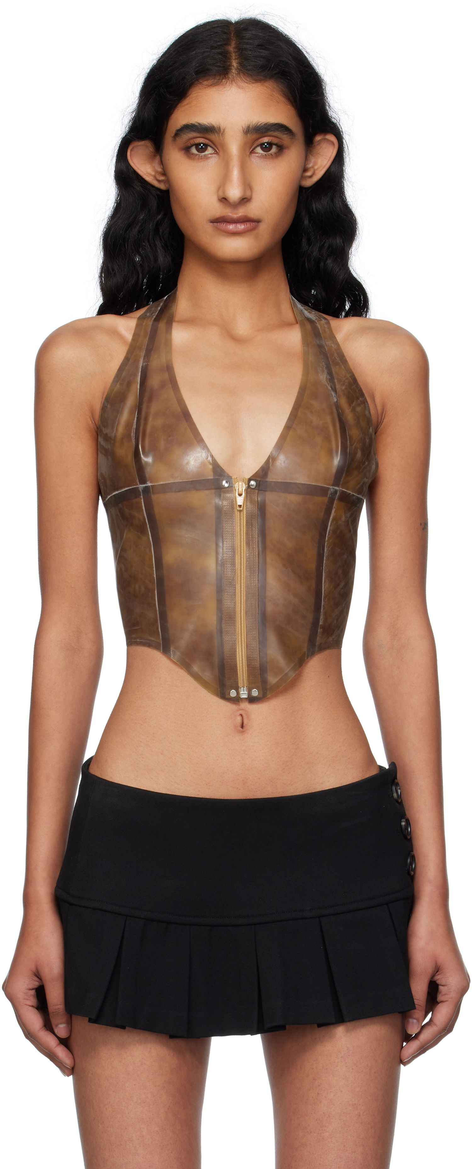 Потник Miaou Miaou Mara Latex Halter Top Кафяво | 7048LTXLEO, 0