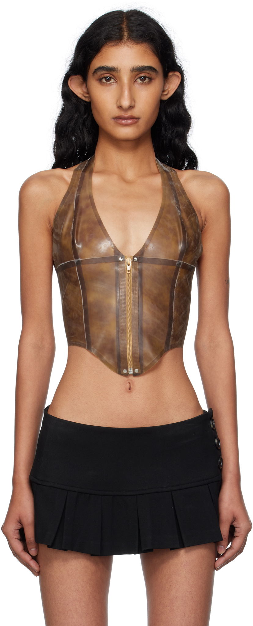 Потник Miaou Miaou Mara Latex Halter Top Кафяво | 7048LTXLEO